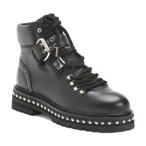 NEW LOLA CRUZ Leather Lace Up Booties for women in black 72510j5